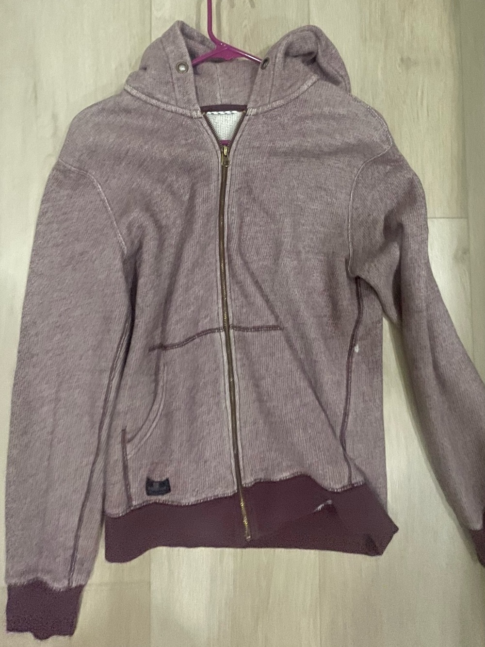 Quiksilver Men's Zip-Up Hooded Sweater in Mauve and Deep Plum